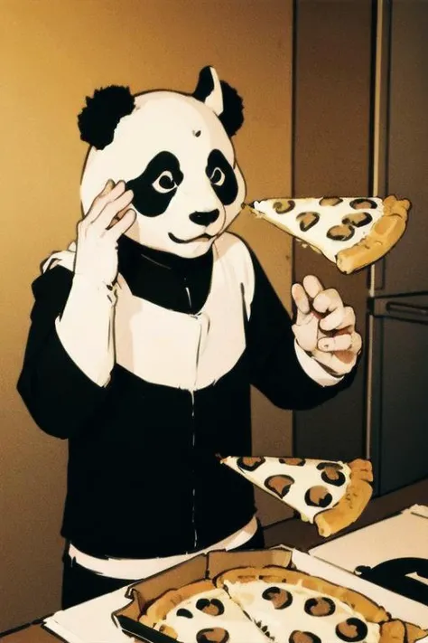 <lora:ManLevitatingPizza:0.85> ManLevitatingPizza, (panda:1.1),