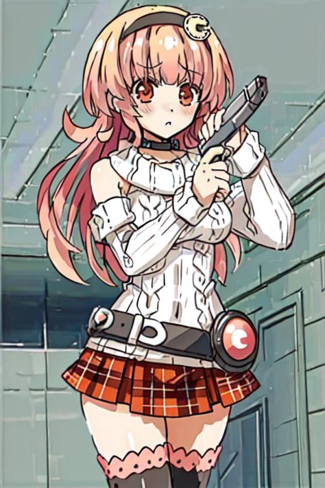 (8k, RAW photo, best quality, masterpiece, ultra high res:1.2), (dynamic pose:1.25), (dynamic angle:1.375), (cowboy shot:1.25),
<lora:Compa REV1:0.7> <lyco:GoodHands-beta2:1>,
(1girl, solo:1.3), (compachan, long hair, plaid skirt, pink hair, detached sleeves, black thighhighs, hair ornament, red eyes, zettai ryouiki, orange eyes, belt:1.25), (large breasts:1.25), (blush, nervous, serious:1.25), (exploring, wandering, walking:1.25),
<lora:ImAHealerButMeme:1> ImAHealerButMeme