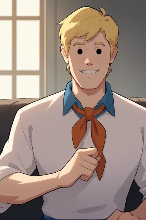 score_9, score_8_up, score_7_up, source_cartoon,
(1boy, blonde hair, fred, black eyes, dot eyes), looking at viewer, shirt, smile, couch, sit down, view from the front
<lora:detail:1><lora:Smooth Anime:1> <lora:Fred_Jones_-__Scooby-Doo_Mystery_Incorporated:1>