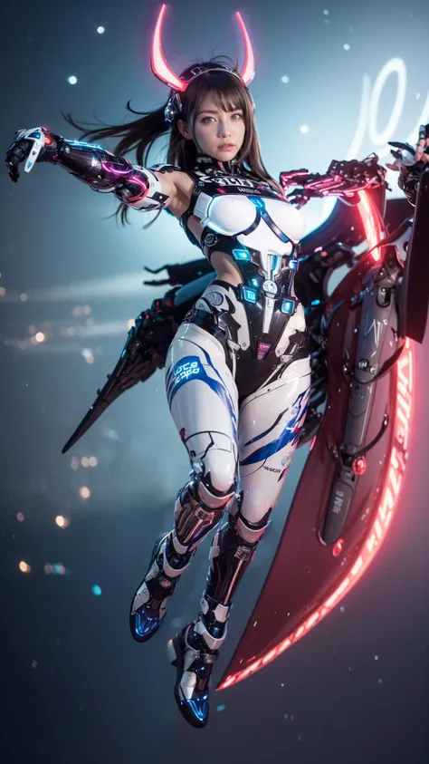night:1.5, (((police uniform, police badge, ))) bokeh:1.2, (small_head:1.2), cyberpunk city, cyberpunk 2077 world, flying, <lora:koreanDollLikeness:0.35>, <lora:ChineseDollLikeness2.0:0.35>, 
full body shot, neon lights, neon trim,  mechanical breastplate, mechanical hands,
1 girl,fit, solo,<lora:A-Mecha-REN[color_theme,mecha musume, mechanical parts, robot joints,headgear,full armor]:0.85>,blue&silver_theme,mecha musume, mechanical parts, robot joints,headgear,full armor, large mechanical wings,  black_long_hair, floating_hair,  bangs, long slim legs, tiny_waist, realistic_detailed_skin_texture,
(8k, RAW photo, best quality, masterpiece:1.2), (realistic, photo-realistic:1.37), ultra high res, photon mapping, radiosity, physically-based rendering, professional lighting, light on face,