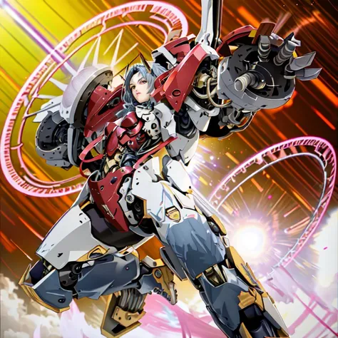 masterpiece,photorealistic,realistic,best quality,highres,extremely detailed CG wallpaper,detailed face,1girl,light blue hair,very long hair,floating hair,small breasts,full body,bokeh,cinematic lighting,chiaroscuro,mecha musume, headgear,mechanical arms, bodysuit,moon,starry sky,galaxy,mechanical horns,mechanical halo,