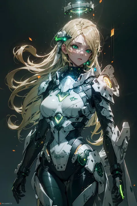 (Thick Body:1.4), (Long Blond Hair:1.4), Green Eyes, HDR (High Dynamic Range), Ray Tracing, NVIDIA RTX, Super-Resolution, Unreal 5, Subsurface Scattering, PBR Texturing, Post-Processing, Anisotropic Filtering, Depth-Of-Field ,Maximum Clarity And Sharpness, Multi-Layered Textures, Albedo And Specular Maps, Surface Shading, Accurate Simulation Of Light-Material Interaction, Octane Render, Two-Tone Lighting, Low ISO, White Balance, Rule Of Thirds, Wide Aperture, 8K RAW, Efficient Sub-Pixel, Sub-Pixel Convolution, (Luminescent Particles:1.4), {{Masterpiece, Best Quality, Extremely Detailed CG, Unity 8k Wallpaper, 3D, Cinematic Lighting, Lens Flare}},  <lora:add_detail:0.2>, <lora:Niji:0.5>,  <lora:A-Mecha-REN[color_theme,mecha musume, mechanical parts, robot joints,headgear,full armor]:1>