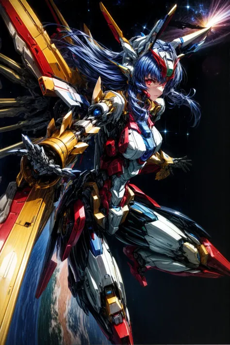 <lora:AMechaSSS[color_theme,mecha musume, mechanical parts,robot joints,headgear]:1> mecha musume,mechanical parts,robot joints,headgear,<lora:more_details:1>,Universe, <lora:KOSMOS:0.7>