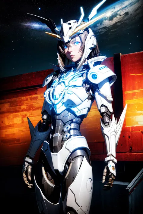 1girl, <lora:A-RandomSuper:0.8>, (realistic:1.5), mecha musume, mechanical parts, super robot joints, full armor, headgear, best quality,ultra high res,absolutely resolution, <lora:flat2:-1>, neon armor, <lora:Light and Shadow:0.4>, starry sky, earth \(planet\), <lora:brighter-eye2:0.6>