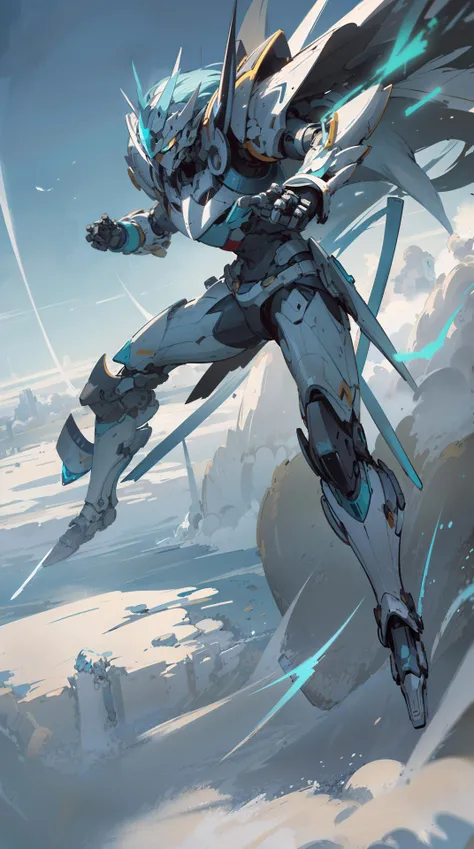 <lora:AMechaSSS[color_theme,mecha musume, mechanical parts,robot joints,headgear]:0.8>,science fiction mecha knight,robot joints,cyan theme,(Medieval Armor:0.7),floating capelet,daylight,full armor,full body,outdoors,far shot,from above,vanishing point,fighting stance,energy flow,High-altitude overlooking,