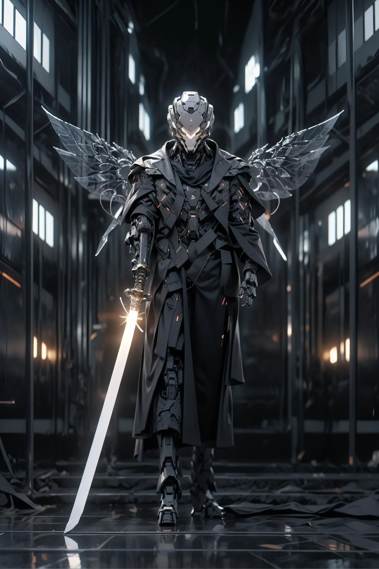 futubot, (masterpiece, best quality:1.3),extremely high detailed, intricate, 8k, HDR, wallpaper, cinematic lighting, <lora:Mecha:1> ,(universe),(holding sword:1.3), glowing, armor, glowing eyes, mecha, large wings, linekanok style,linevichit designs,(linekanok clothes pattern:1.2), (intricate pattern detail:1.2), the focus is on linekanok pattern <lora:linevichit3:0.8> <lora:Futuristicbotv.2:1> <lora:robotbattle:1>