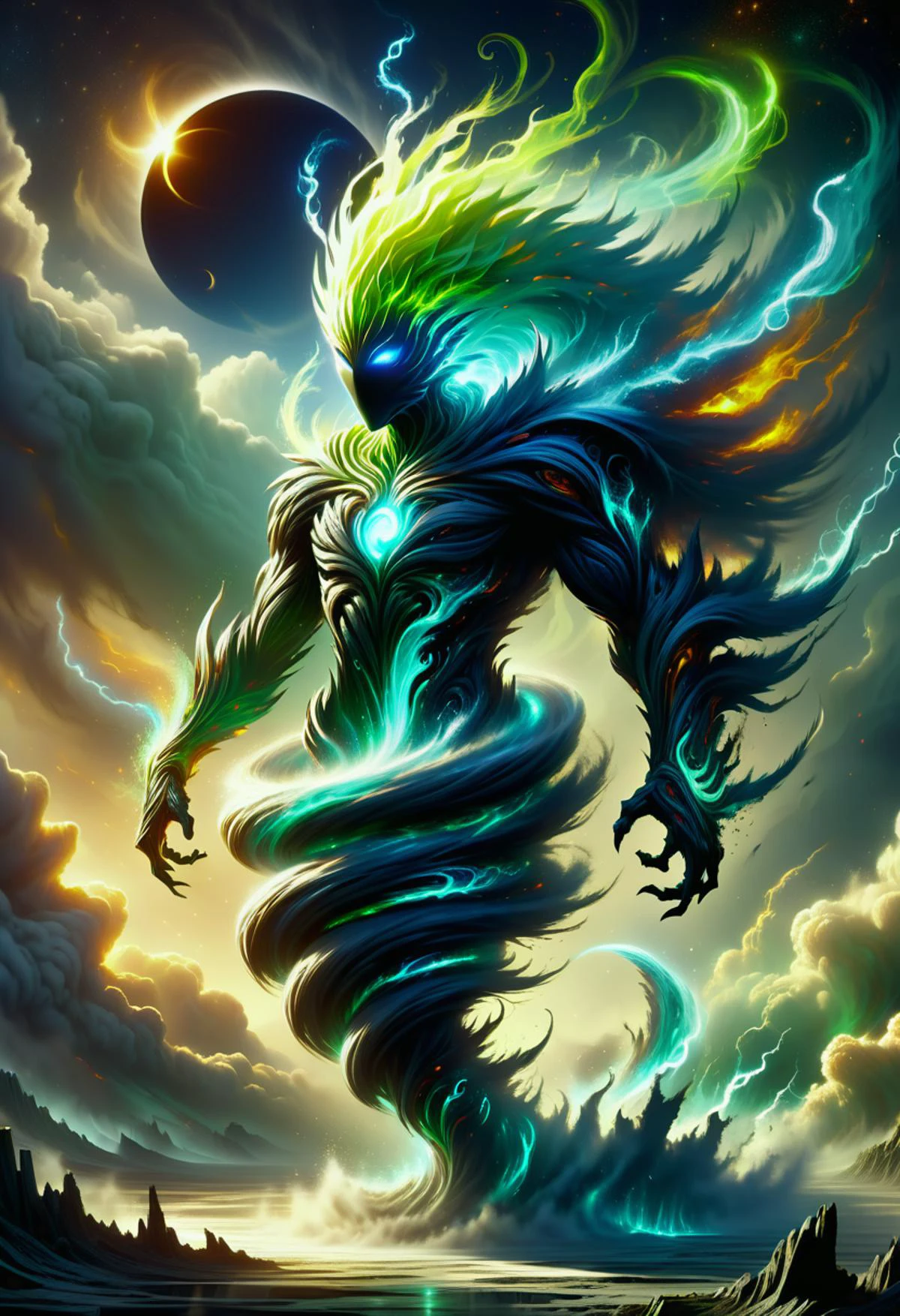 hyper detailed masterpiece, dynamic, awesome quality,supe cute male jötun, powerful ancient supernatural entity, humanoid appearance, primal air, large, chaos, , eclipse,fantasy-like,creative vibrancy,parched (for describing the absence of water),soothing,oceanic,melancholic,hip,creative solutions ,<lora:DonM3l3m3nt4lXL-000010:1>