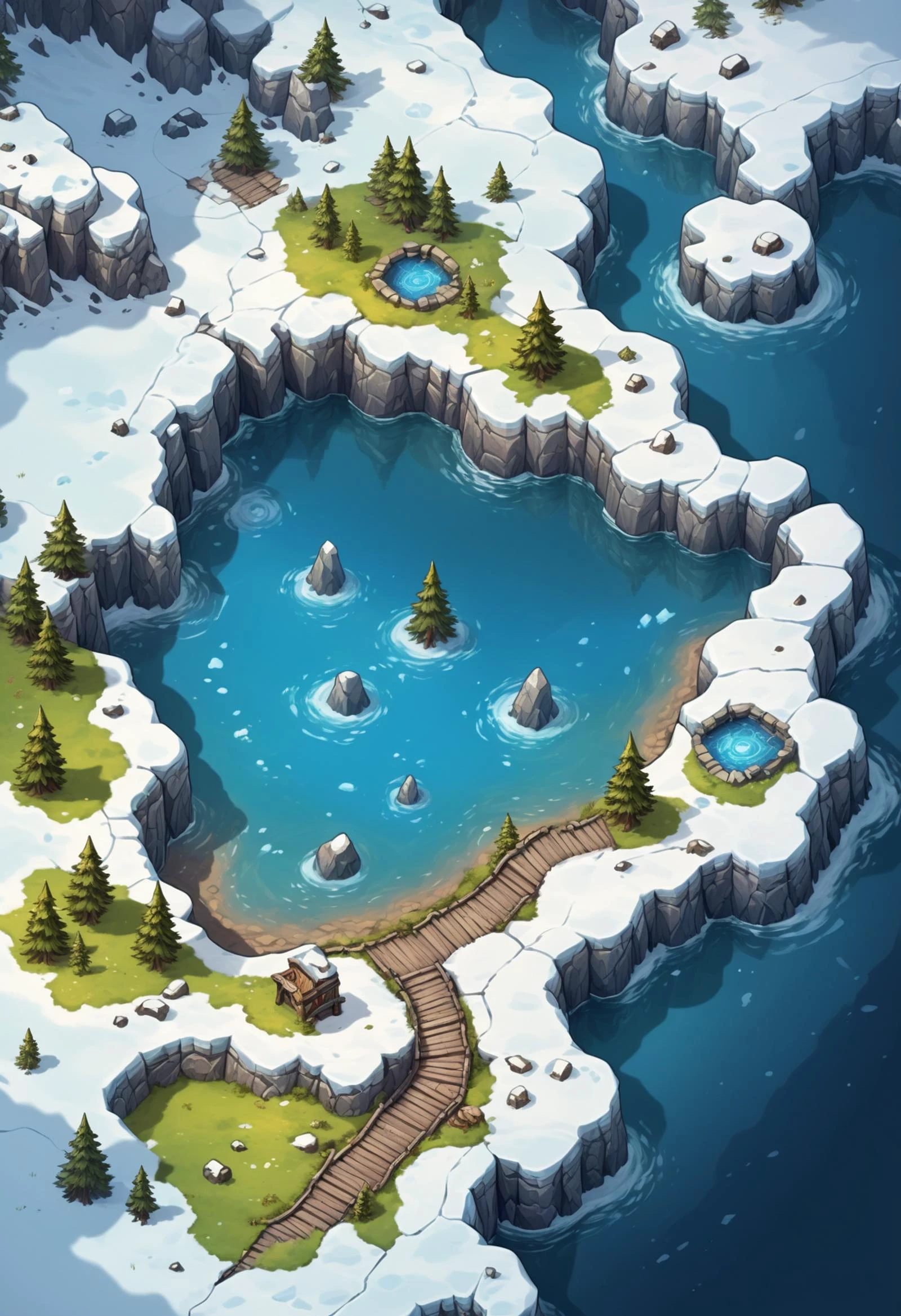 masterpiece illustration, detailed, hires, rpg tile, 2D, from above, tundra, __rpg/path/corners-turns__