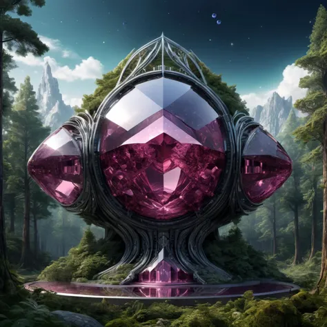 ((best quality)), ((masterpiece)), ((realistic,digital art)), (hyper detailed),Forest, habitation made of Reflective Gorgeous Spinel, Brilliant, Fabric, Stalwart, Filling, Unique, Space Age, Art Deco, Celestial Symbols,8K, HDR, <lora:add-detail-xl:1.5>