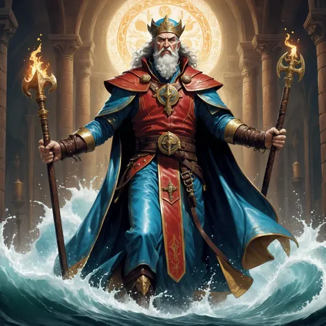 masterpiece illustration, detailed, hires, high priest, great club wyvernhide leather, , , , splashing,siren,sports,capricious,hydrodynamic,tenebrous,precious (in a symbolic sense),sovereign,frightening,cursed