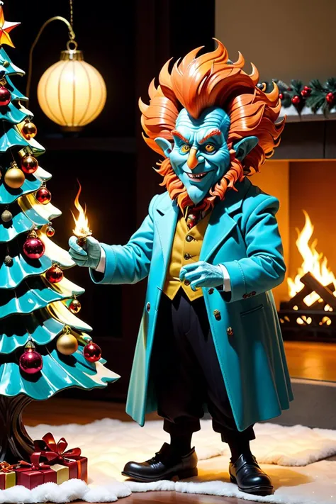 christmas eve art, heat miser, christmas tree, generous and giving, tiffany lamps, festive holiday feasts with loved ones
