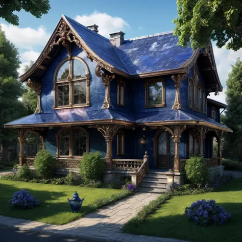 ((best quality)), ((masterpiece)), ((realistic,digital art)), (hyper detailed),Suburb, cabin, Gorgeous Gorgeous Sapphire, Polished, Niobium, Sturdiness, Surface Treatment, Unusual, Baroque, Artisanal, Protection and Luck,8K, HDR, <lora:add-detail-xl:1.5>