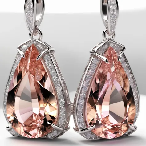 ((best quality)), ((masterpiece)), ((realistic,digital art)), (hyper detailed),Ear Chains, Flamboyant Surface Blemishes Morganite, Barion Cut, Table Facets, 1.75 Carat, Glowing, Glittered, Platinum, Robust, Tenacity, Enhancement, Three-Stone Setting, Conflict-Free, Limited Supply, Abstract, Timeless, Nature and Animals,8K, HDR, <lora:add-detail-xl:1.5>