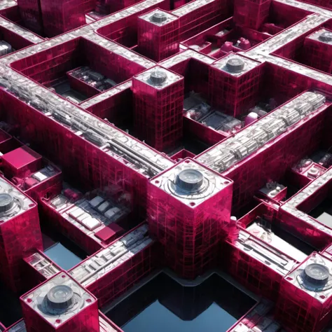((best quality)), ((masterpiece)), ((realistic,digital art)), (hyper detailed),Industrial City, home made of Gleeful Flashing Ruby, Silky, Silicone, Stalwart, Clarity Enhancement, Common, Organic, Modern, Geometric Patterns,8K, HDR, <lora:add-detail-xl:1.5>
