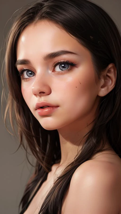 masterpiece, best quality, 1girl, <lora:polyhedron_new_skin_v1.1:0.45> detailed skin, short hair, messy hair, bangs, thick lips, long eyelashes, bright pupils, black hair, grey eyes, oversized shirt, english text, depth of field, expressions, upper body,