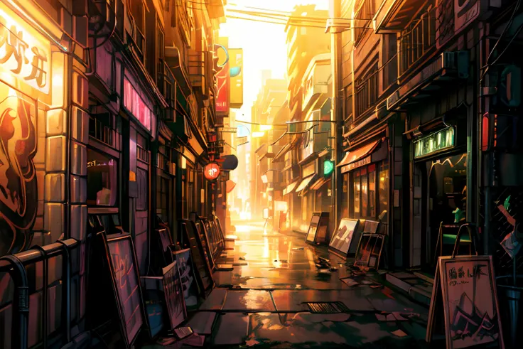 absurdres, [perfect shadows and lighting], detailed background, incredible high-key lighting, masterpiece, high quality, detailed, extremely detailed, ambient soft lighting, 4K beautiful landscape, perfect geometry,
lens flare, metal, city, (neon lights, colorful:1.3), cyberpunk, shop, ramen, bar, alley
 <lora:cyber_asia-10:0.8> cyber_asia 
 <lora:add_detail:0.8> add_detail:1