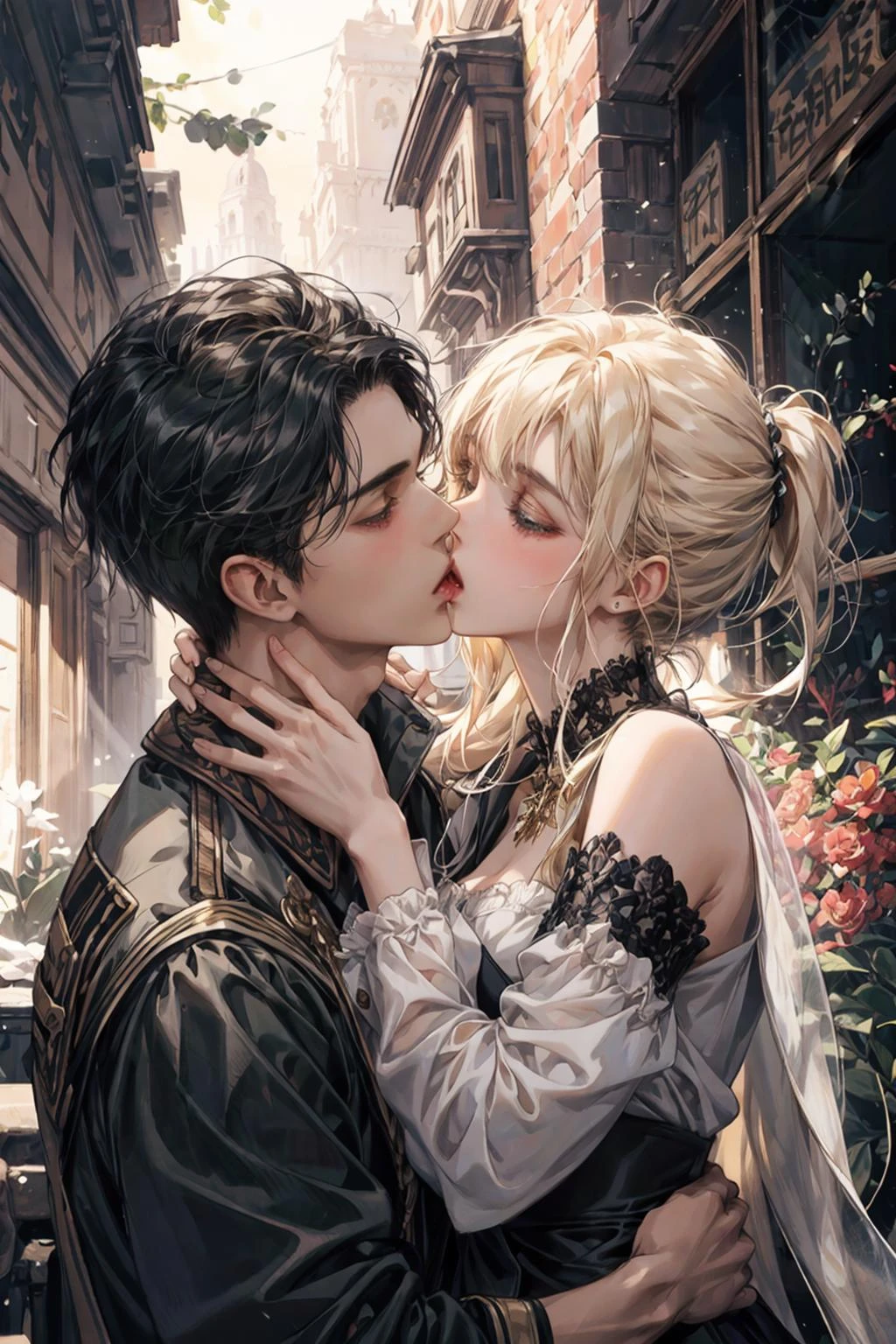 1girl and 1boy ,kiss