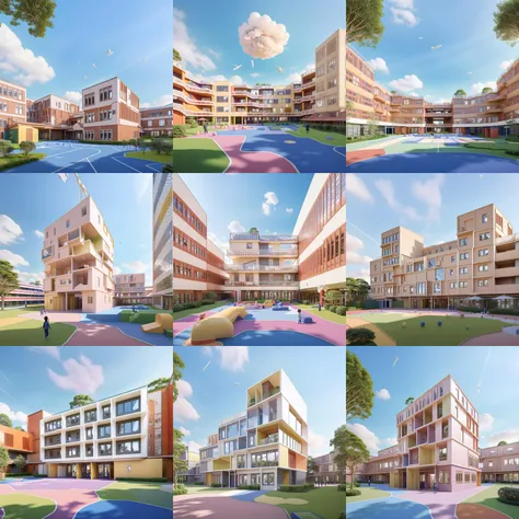 (masterpiece),(high quality), best quality, real,(realistic), super detailed, (full detail),(4k),8k,nursery school,outdoors, sky, day,real world location, cloud, building <lora:XSArchi_122:1>