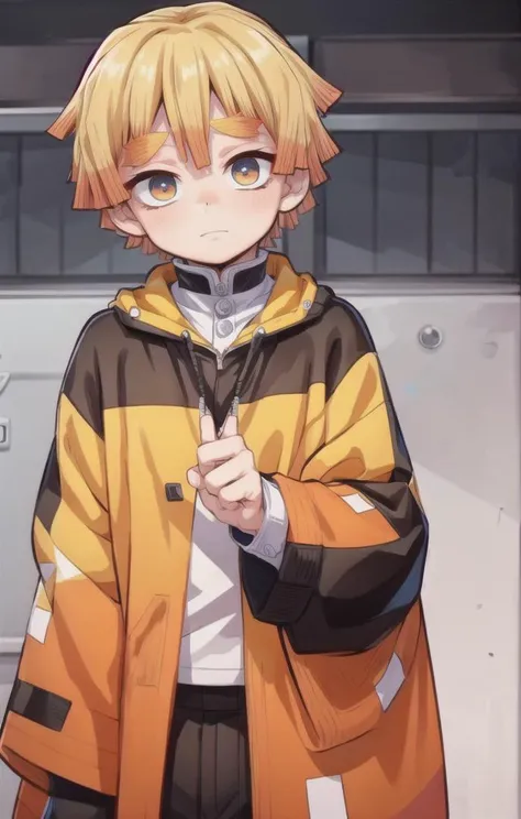 1 boy,more details in eyes,cute,looking at viewer, adorabel boy,cute face,details sky,handsome,young,juvenile,((masterpiece:1.4,best quality)),multiple details,colorful hair,eyeshadow,, sfw, <lora:agatsuma_zenitsu_v2:1>