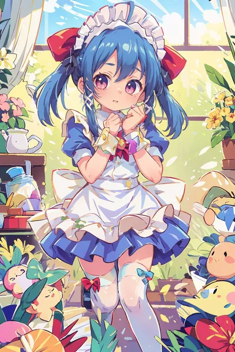 (masterpiece, best quality), 1girl, beautiful face, <lora:Nono_LoRA_AdamW_Dim64_Alpha32_5e-5_12batch_CosineAnnealingLR_NAI:1> Nono, 1girl, ahoge, maid headdress, hair ribbon, maid, maid apron, bowtie, bell, wrist cuffs, white thigh highs