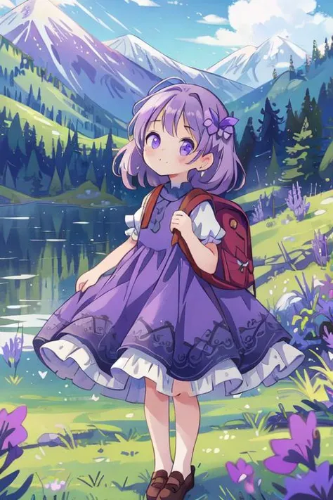 ,masterpiece, best quality,ultra detail, <lora:anmnr01:0.3> <lora:add_detail:0.5>,<lora:GoodHands-vanilla:0.8>,1girl.Violet Dress, <lora:Violet Dress by Stable Yogi:0.7>outdoor,mountain