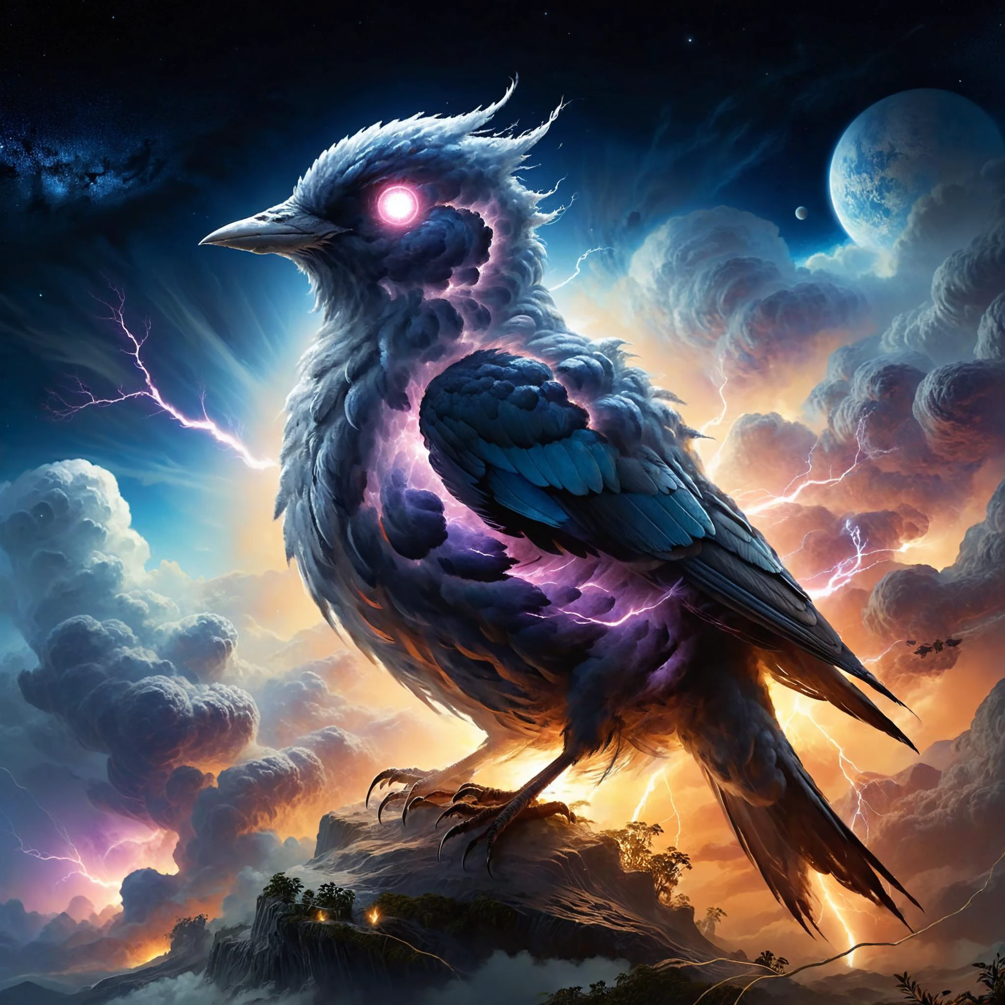 <lora:xl_more_art-full-xl:0.6> <lora:add-detail-xl:2.0> <lora:style-storm_cloud-xl-by_martius72:0.9> <lora:style-envyawesomizexl01-xl:0.2> <lora:style-envyfantasticxl01-xl:0.4> <lora:style-envyprimordialxl01-xl:0.2> famous artwork by (raymond swanland:1.4) and (anato finnstark:1.3) and (wendy froud:1.3) and (p. craig russell:1.3), detailed expressive eyes, fantasy style, among the vibrant swallorfluxed flora of planet carefuleverythingwantstoeatyouhere, the brightly luminescent, gelatinous volatile aurabird with tendrils of glowing floink drifts slowly through the air, emitting strange tynding cosmic energy light that seems to skriffle across the multiverse, martius_storm, awesomize, fantastic, primordial, ultra high detail, ultra realistic, 8k