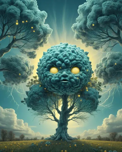 engraving drawing of a Turquoise and Lemon ("The Anticipation of The arcane":1.3) , it is very Chibi, trees, Fall, soft focus, Happy, intricate details, Cubo-futurism, dramatic lighting, The Sun, dynamic composition, ultra high res, masterpiece, <lora:Storm_Cloud_Style:1> martius_storm