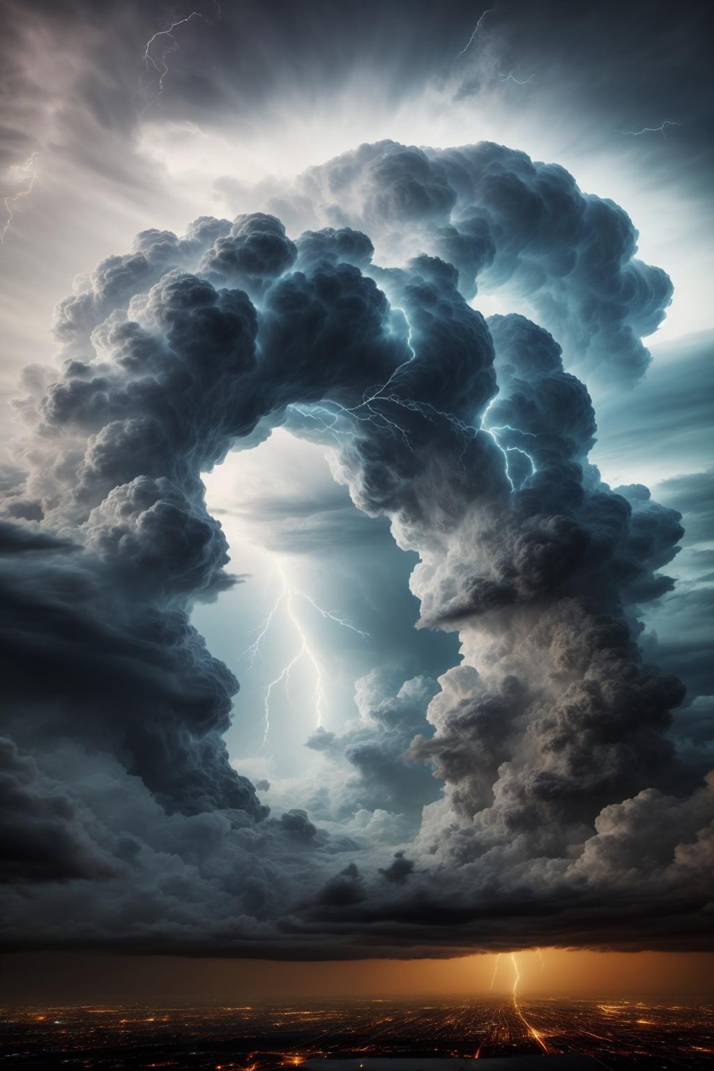 A large cloud formation with lightning coming out of it - SeaArt AI