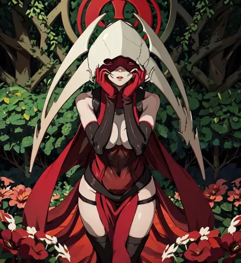 (masterpiece), best quality, expressive face, perfect face, 1girl.
<lora:Elesh_Nornv2:0.7>,
Elesh Norn, holding her mask, in a garden of metal plants. Covered eyes.
<lora:SurprisedBlankEyes_v1.2:0.6>,
blank eyes, surprised