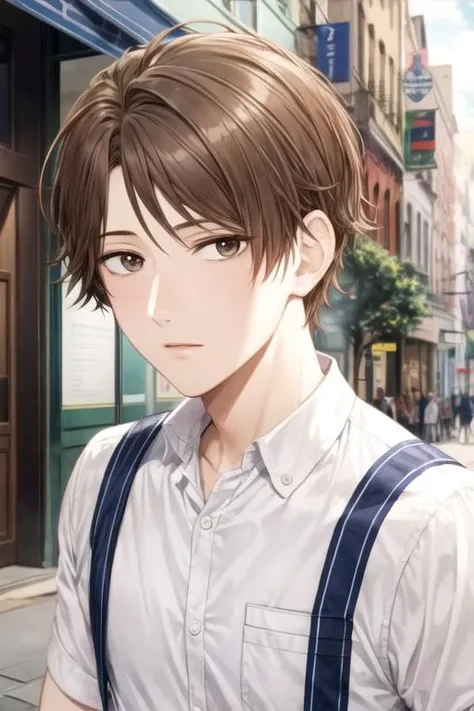 masterpiece, best quality, illustration, 1boy, solo, male focus, looking at viewer, upper body, depth of field, <lora:takayuki_mima:0.72>, takayuki_mima, brown hair, brown eyes, , , alternate history,