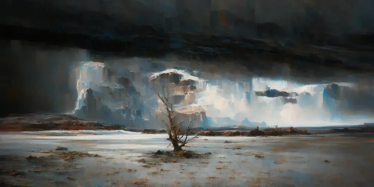 painting of a dramatic landscape, a character portrait, artstation hd, detailed painting, photo taken with provia, kodak portra, film grain, featured on unsplash, film grain, cinematic view, photo taken with provia, most beautiful artwork in the world, majestic oil painting, rough painting style, painting masterpiece, (pastel colors), (muted colors), oil painting \(medium\), (concept art:1.3), highest quality