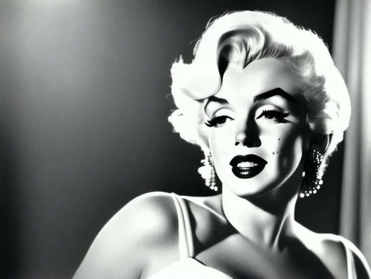 Marilyn Monroe,white dress, super ,vintage, vignette, noir, film grain,epic realistic, hdr, bw