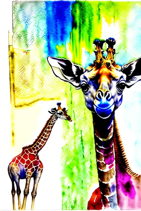 <lora:IrisCompietStyle:1.52> best quality, 4k, watercolor painting, Chinese watercolor, a giraffe riding the elevator, (IrisCompiet:1.3), gold, red, maroon,