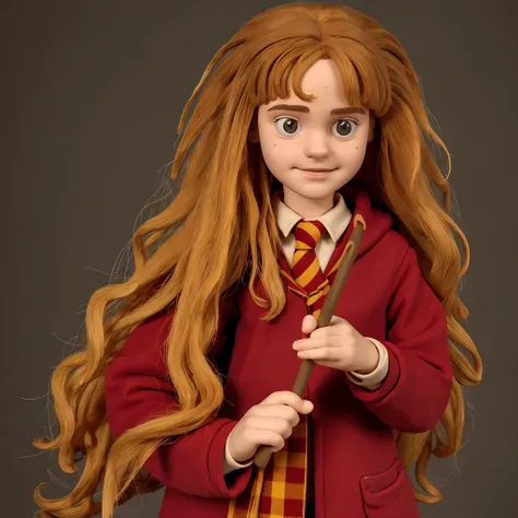 claymation, 80's anime style, Hermione casts spells, she quickly incants the spell, points her wand at the target, and lightly flicks her wand. Her magic is usually very precise and powerful, because she usually conducts detailed research and preparation before casting spells. She is also very good at casting spells in emergencies, as she can quickly come up with the best solution and put it into practice., Hermione Granger wore the Gryffindor wizarding robes of Hogwarts,
(zrpgstyle) (masterpiece:1.2) (illustration:1.1) (best quality:1.2) (detailed) (intricate) (8k) (HDR) (wallpaper) (cinematic lighting) (sharp focus) (Style-HogLegacy2:0.8) <lora:fongletsHermioneGranger_v11:0.5>