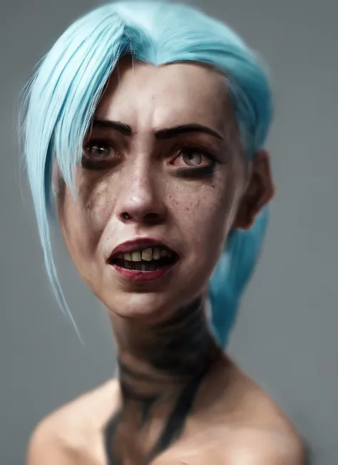 portrait of sks jinx, epic, (photo, studio lighting, hard light, sony a7, 50 mm, hyperrealistic, big depth of field, mate skin, pores, wrinkles, concept art, colors, hyperdetailed, hyperrealistic)