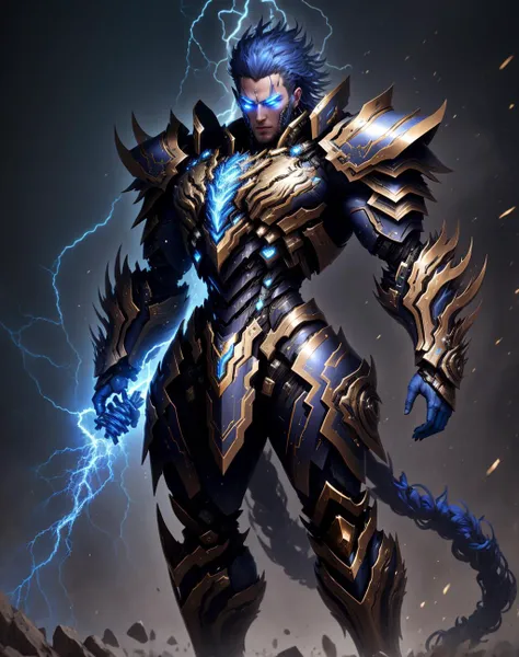 4K, Masterpiece, highres, absurdres,
edgThunderstruck, a male character with a blue and gold armor ,wearing edgThunderstruck_armor, electrified, weilding thunder
<lora:edgThunderstruck:0.75>