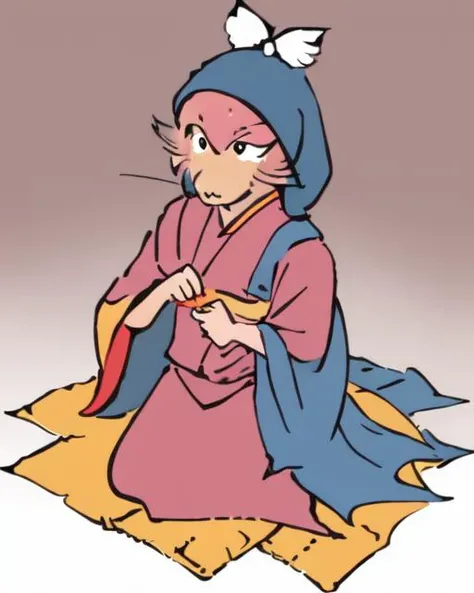 <lora:giga_v1:0.7>, (animal_ears:1.2), (sash code:1.3), (white_tasuki wings:1.4), (okamisty:1.5), (mystia lorelei:1.2), lips, (maroon kimono:1.4), (dark blue headscarf:1.3), (indigo blue_apron:1.2), (pink hair:1.2)
