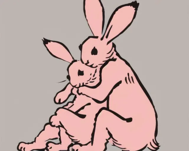 <lora:giga_v1:0.8>, (1girl:1.5), sitting, (hugging a rabbit)