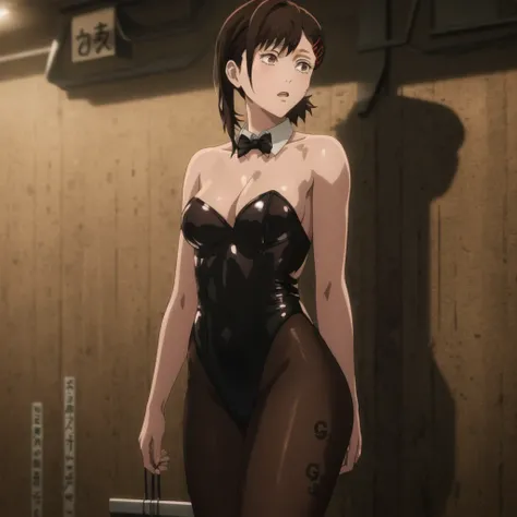 GGAS_Kobeni,Bunny_Girl ,<lora:100_Bunny_Girl:0.9> ,<lora:GGAS_Kobeni:0.8>, brown hair,red hairclip,whole body,illustration, masterpiece, best quality, ultra detailed,highly detailed,insanely detailed, hdr, 8k, creativity,design,aesthetics,visual,artistry,craftsmanship,style,technique,expression,imagination,talent