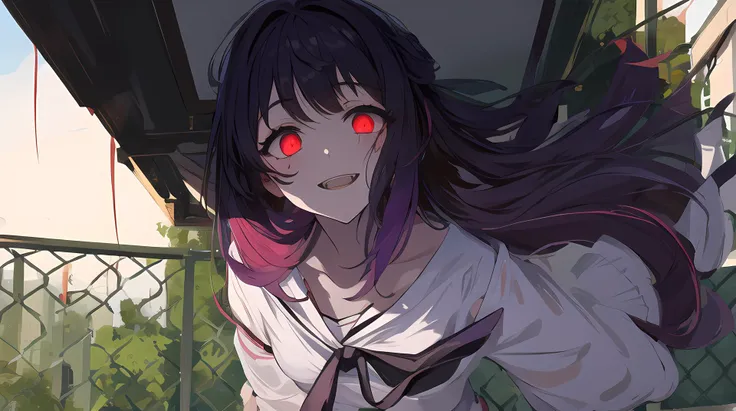 masterpiece, best quality, 1girl, yandere, shaded face, outdoor <lora:yameroyandere_v10:1>, yameroyandere,
constricted pupils,
yandere,
empty eyes,
shaded face,
crazy eyes,
glowing eyes,