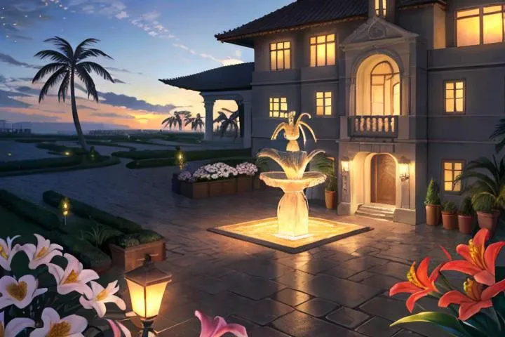 ((((masterpiece)))),((((perfect lines)))),(high quality), ((((luxury house)))),((((light)))), ((((vast courtyard)))),(((dvarchmodern))),(((dvarchvictorian))),(((Extravagan))),(((Gold))),(((underwater lights))),(((Palace))),best quality,(((gold street light))),((((Mansion)))),(((Bright))),(((pillar))),((((Building as a whole)))),(((fountain))),((((Mansion)))),,(((modern style))),mountain, (((palm tree))),(((statue))), (((palm tree))),(((fountain))),(((stone road))),(((rare buildings))),(((farm))),(((flowers))),(((Panorama))),plant,(((aerial shot))),((((villa)))),(((outskirts))),((((patio)))),((((garden)))),(((palm tree))),(((splendid,)))(( marble)),(((Telephoto))),scenery,((no humans)), reflection,gold street light,outdoors, house,building, (((grassland))), nature, bench,((road)), beach,((lamppost)), reflective water, (((drone photography))), no humans, scenery, building, outdoors, chair, reflection, table,((((light)))),