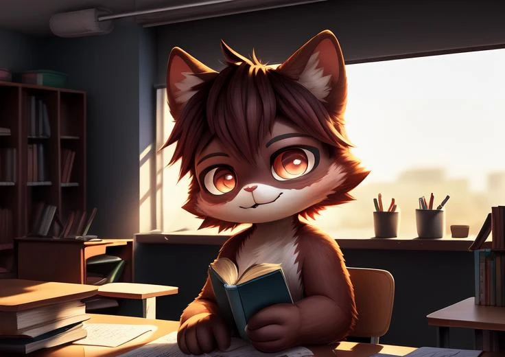 (classroom), ((SuperBolinha2 playing, messing up, mischievous, messy)), superbolinha2 sitting on a chair in the classroom, (sitting on a chair by the window), (superbolinha2 studying with books on the table), (Cowboy shot
), <lora:SuperBolinha2_CivicAI_Lora:1> , male, (superbolinha2) , (looking at viewer), mess,  ((best quality)), ((masterpiece)), (detailed), Cute, chibi, studio lighting, minimal, Depth of field, Behance, quasi-object, 16K, <lora:80s_anime_iron:0.5>