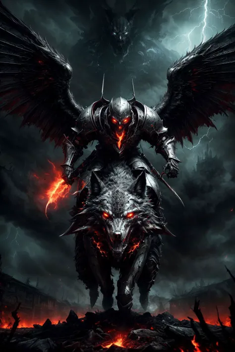 undead zombie knight spreading necrotic wings, riding a fantasy wolf, pale white rotting flesh, evening, sky, fire, flame, embers, lightning strikes, sparks, hyper-detailed, hyperrealistic, digital art, detailed background, epic, cinematic, vibrant saturated colours, eerie fog, grey, dramatic, ghosts, emerald putrid miasma, supernatural,
(photorealistic:1.3), (realistic:1.2), masterpiece, 8K uhd, 8k wallpaper, 64 Megapixel, Unreal Engine 5, <lora:more_details:0.5>, <lora:insanobot:0.5> <lora:VampiricTech:0.6>