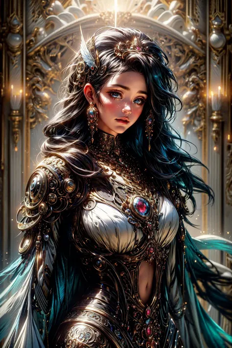 (masterpiece, best quality, detailed, ornate, vibrant colors), steampunk, baroque, somber, (solo), (princess), upper body, medium hair, (looking at viewer), angelicwingstyle, <lora:insanobot:1.0> <lora:angelic-wing-style-darquelilly-v1:0.6>