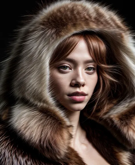 a portrait of a beautiful Strawberry Blonde haired woman, fur coat, disco aesthetic, very detailed, ultra sharp focus Sony FE 55mm f/1.8 ZA, Arriflex 416 Plus, (photo realistic:1.2), award winning photograph <lora:insanobot:1>