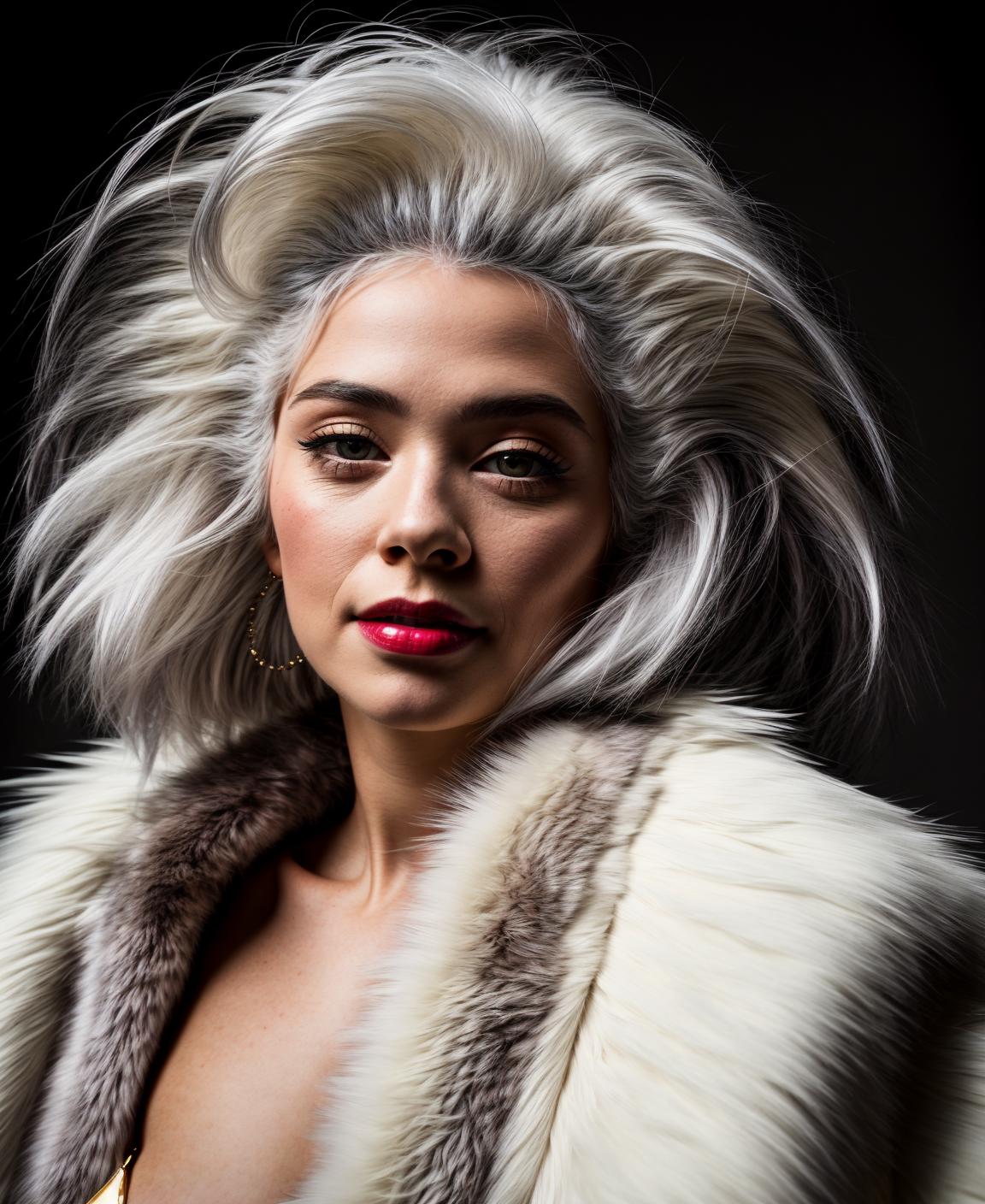A woman with a very long hair and a fur coat - SeaArt AI
