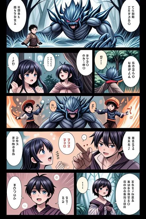 1boy and 1girl, fantasy, attacking monsters, fire, magic, forest
<lora:MangaGen1:1.25> <lora:mangaC:2.5> manga,frame,speech bubble,color
<lora:LCM_LoRA_Weights_SD15:1>