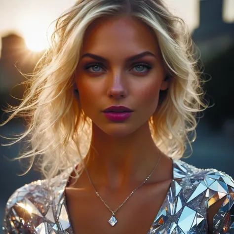 a beautiful portrait of a woman with shattered glass for a reflective necklace,shiny geometric avante garde waves and galaxy in the background as a modern architecture gradior,sunrise,digital,cinematic mid shot,highly detailed,octane uhd,<lora:add-detail-xl:1.6> crystalz <lora:crystalz-sdxl:0.7>