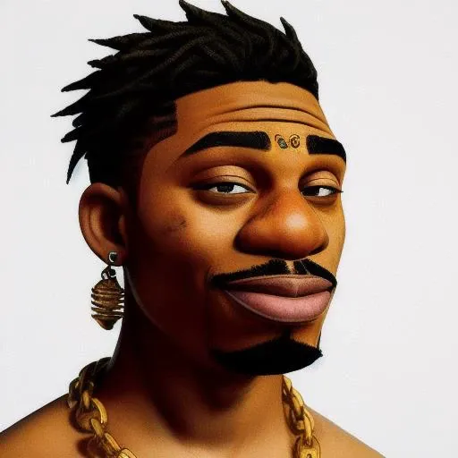 portrait of a thug rapper, tattoos, alley, best quality, masterpiece, big golden necklace
