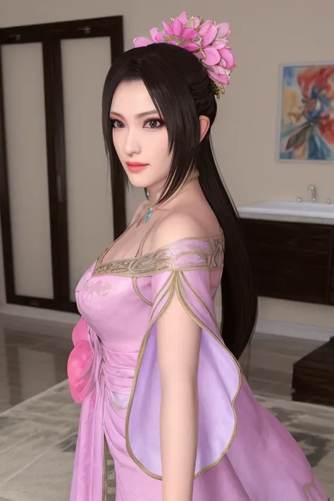 masterpiece, best quality,DiaoChan,looking_at_viewer,hair_flower,room,pose,3d,realistic,upper body,makeup,chinese_clothes,jewelry,dress,
<lora:DiaoChan_v3:0.6>